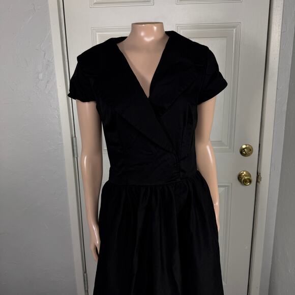 Pinup Couture Womens Dress Large Retro Pinup Cotton Blend Collar S/S Stretch H7 - Picture 2 of 8